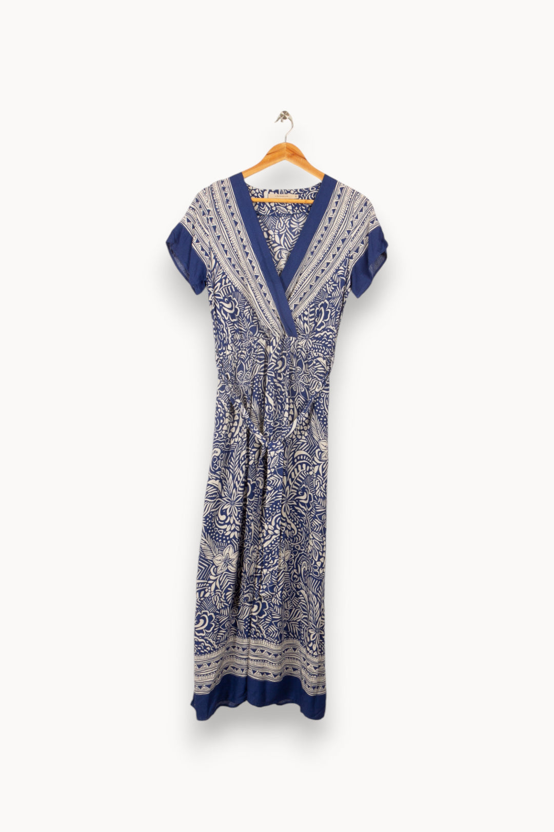 Robe longue fluide bleue à fleurs -  L/40