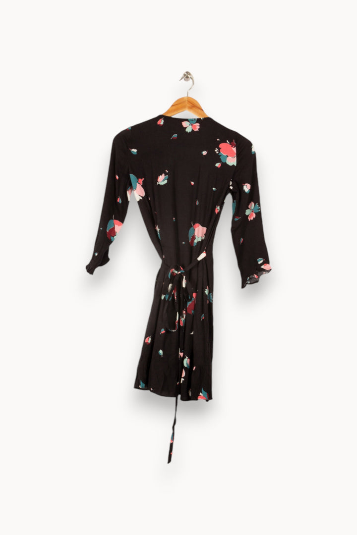 Robe noire à motifs fleuris - Taille XS/34