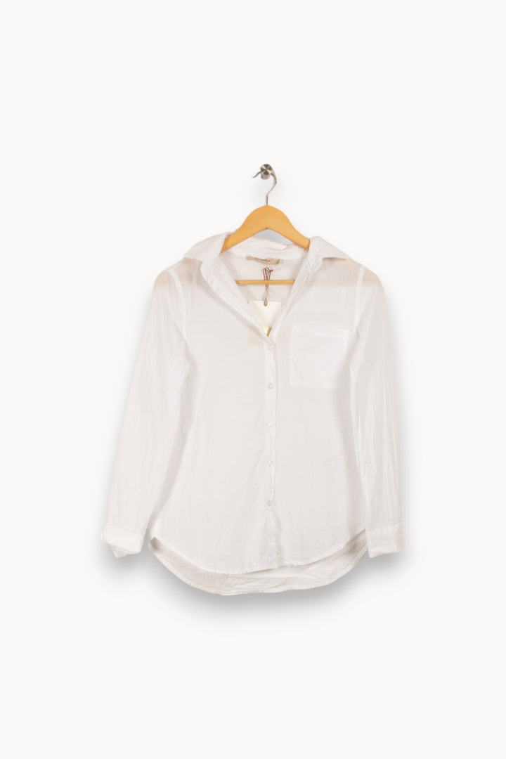Chemise unie blanche en voile de coton - XS/34