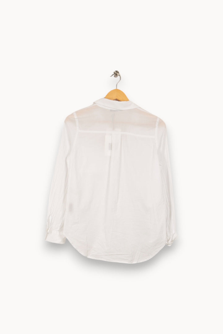 Chemise unie blanche en voile de coton - XS/34