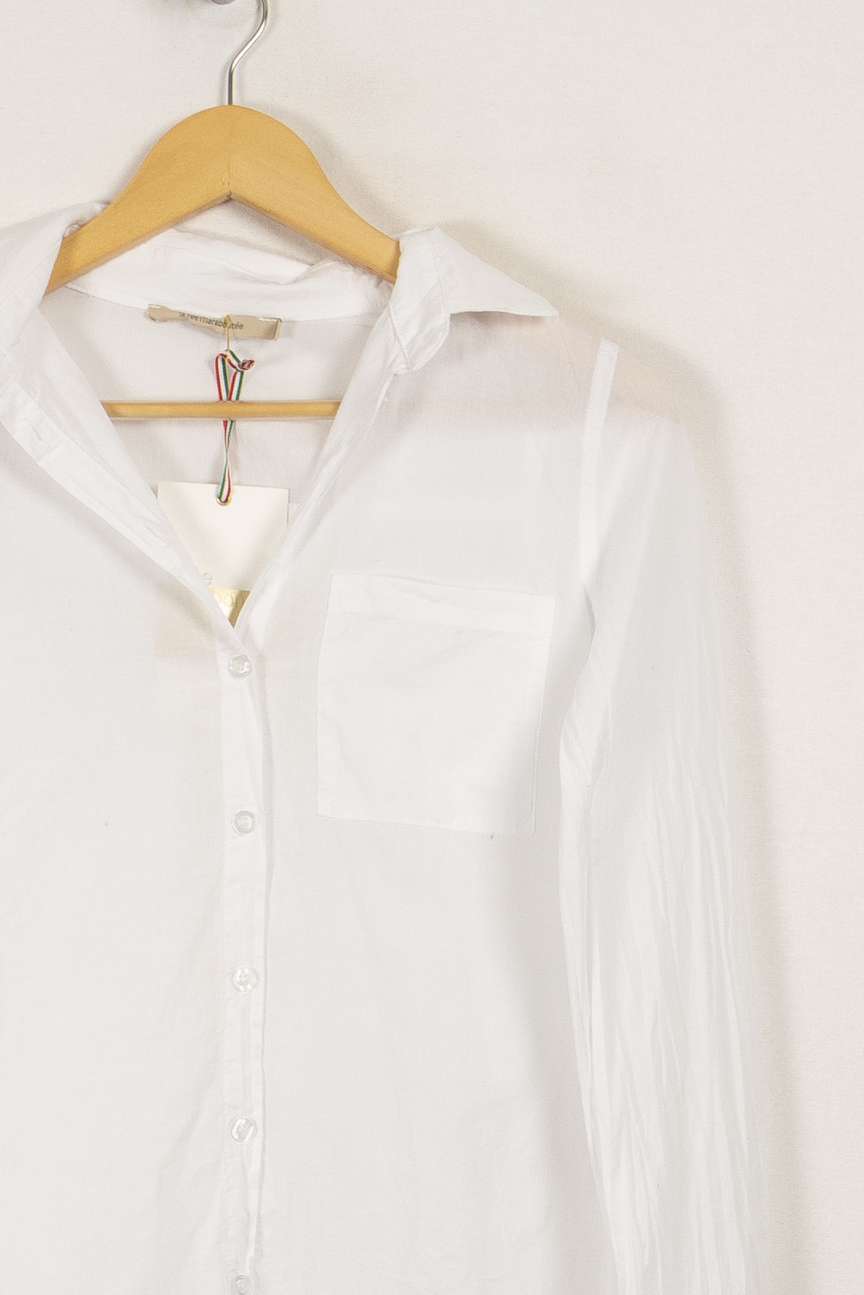 Chemise unie blanche en voile de coton - XS/34