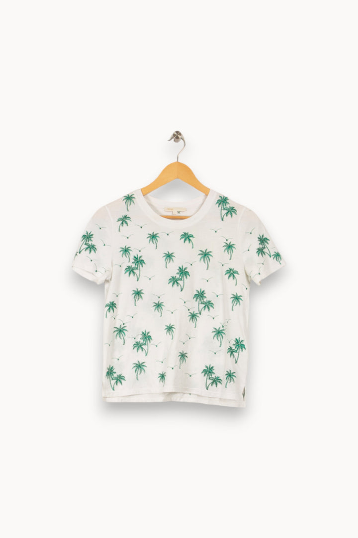 T-shirt blanc avec palmiers verts - Taille S/36