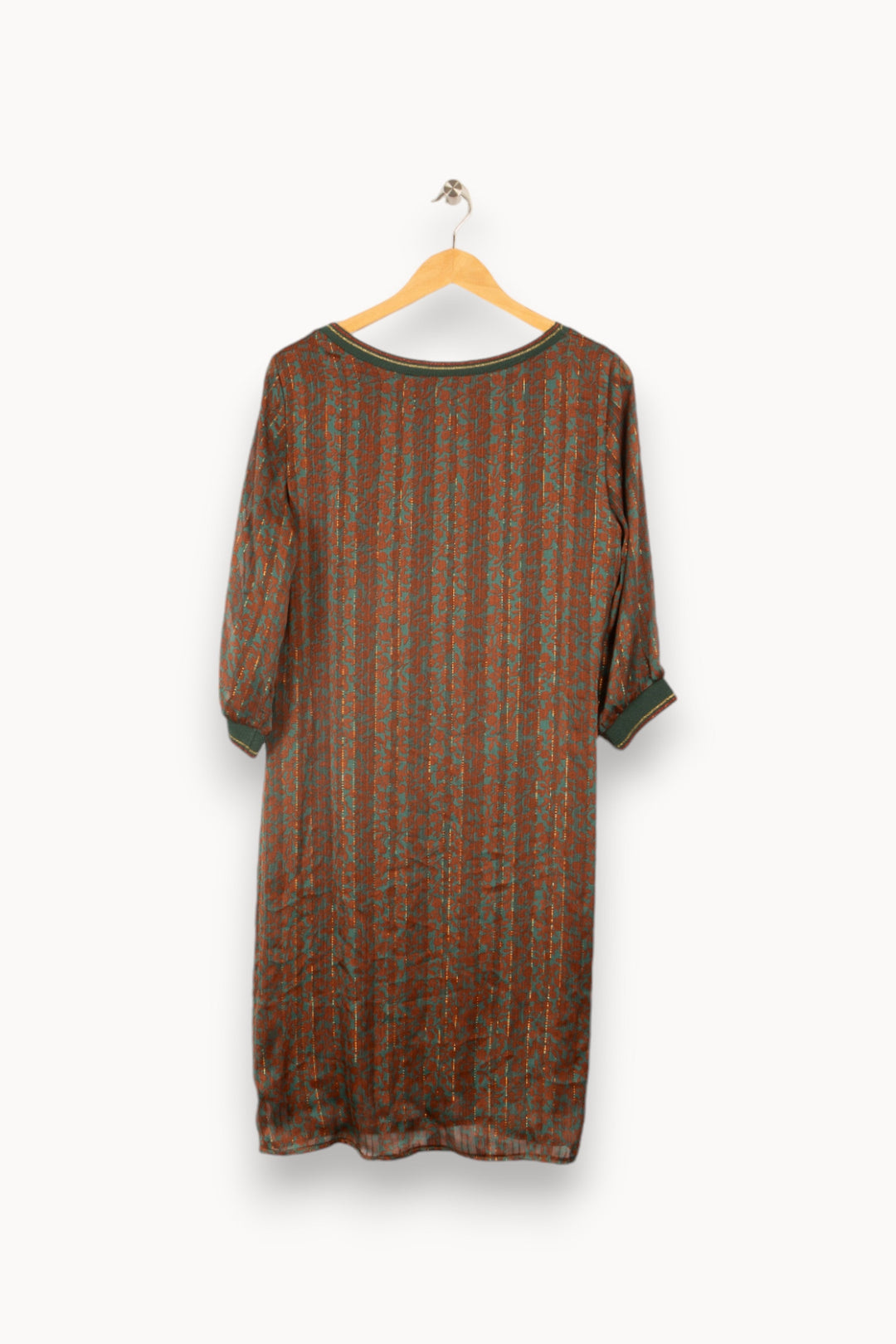 Robe marron et verte à motifs - Taille M/38