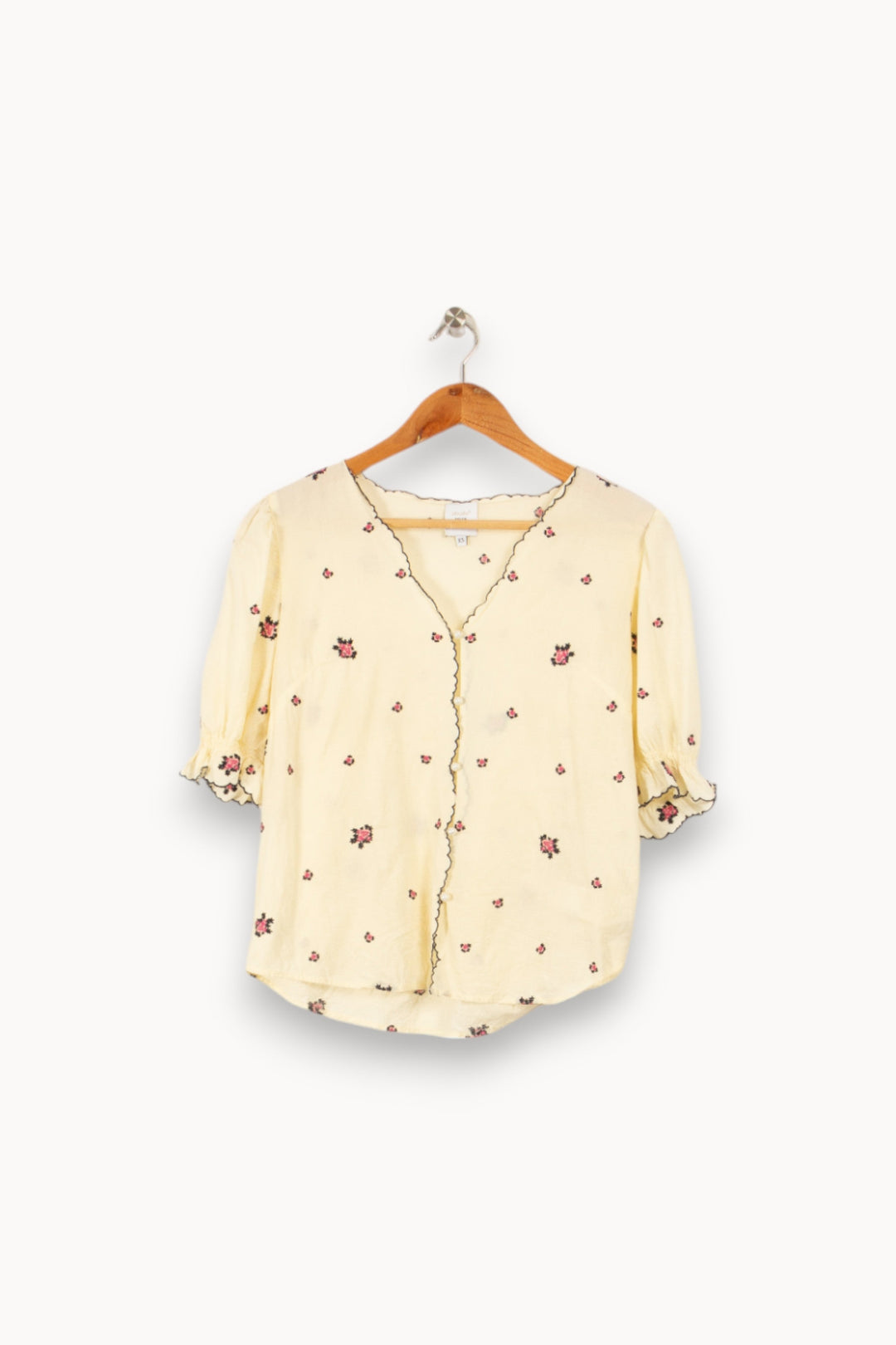 Top jaune fleuri - Taille XS/34