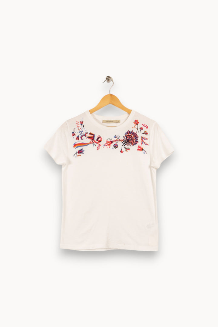 T-shirt blanc avec broderies - Taille XS/34