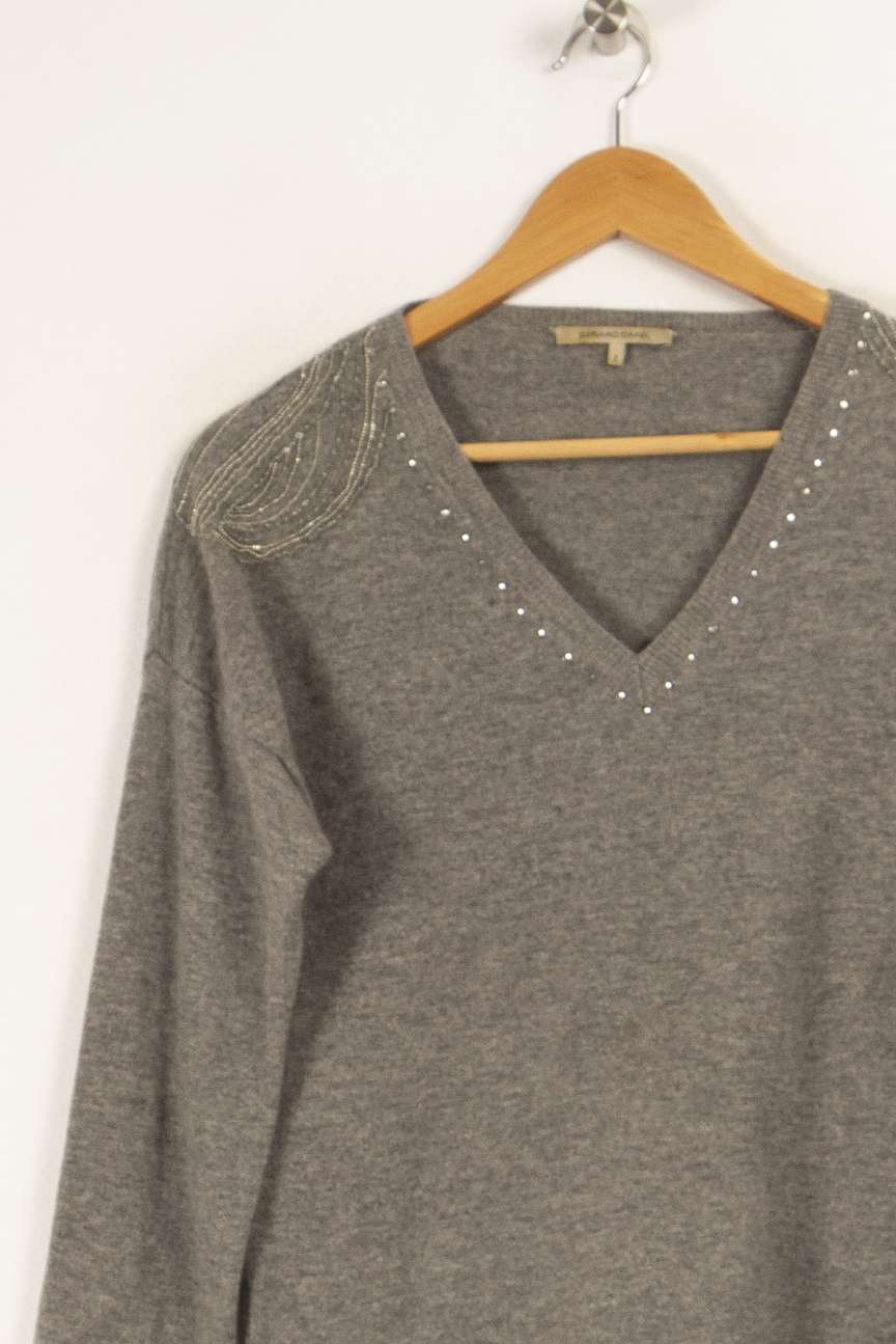 Pull gris avec détails - Taille M/38