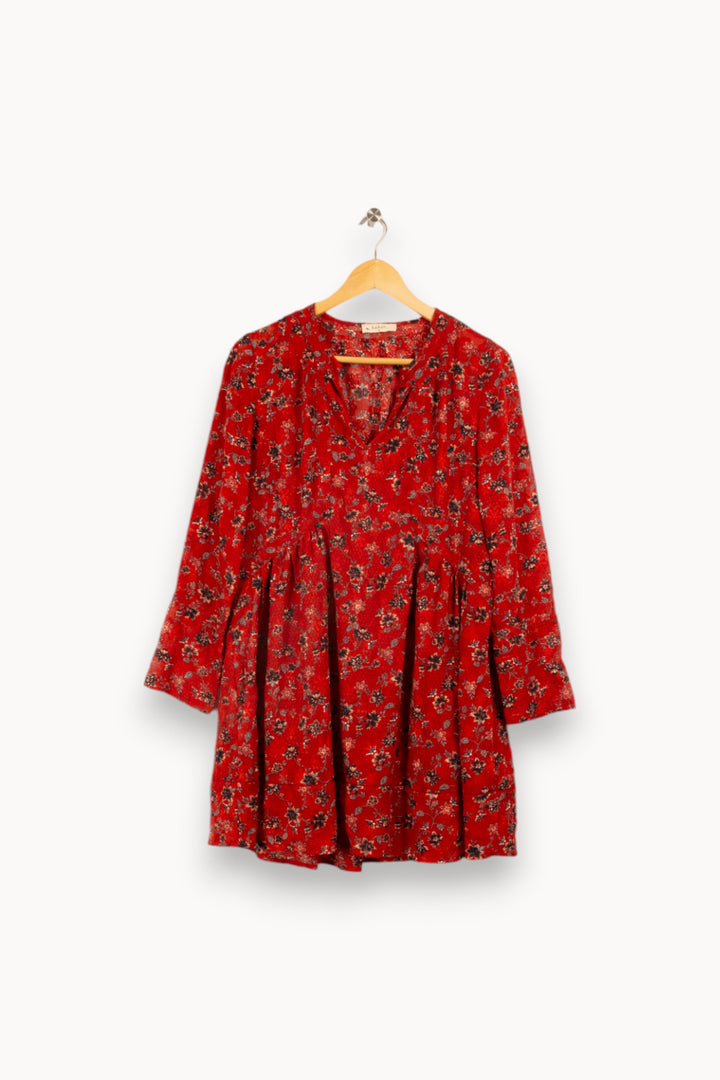 Robe orange foncé à fleurs - Taille XS/34