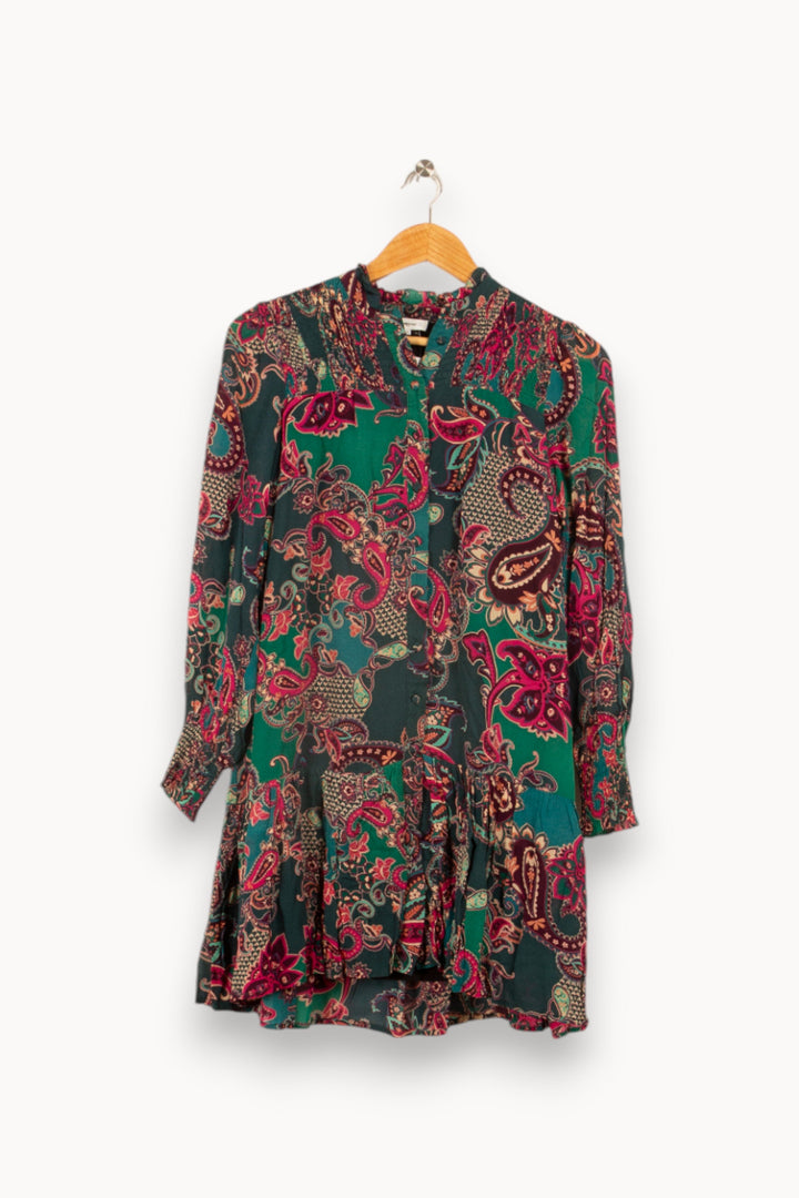 Robe verte et rose à motifs - Taille XS/34