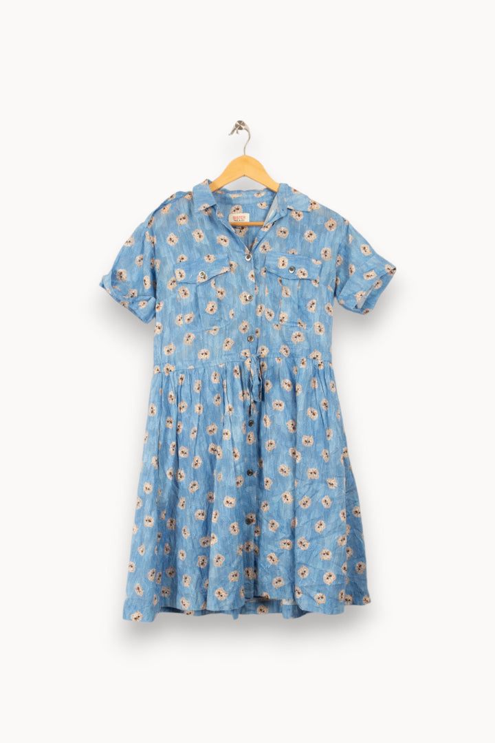 Robe bleue à motifs de chats - Taille S/36