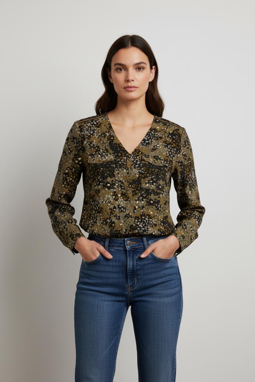 Blouse verte à motifs - Taille L/40