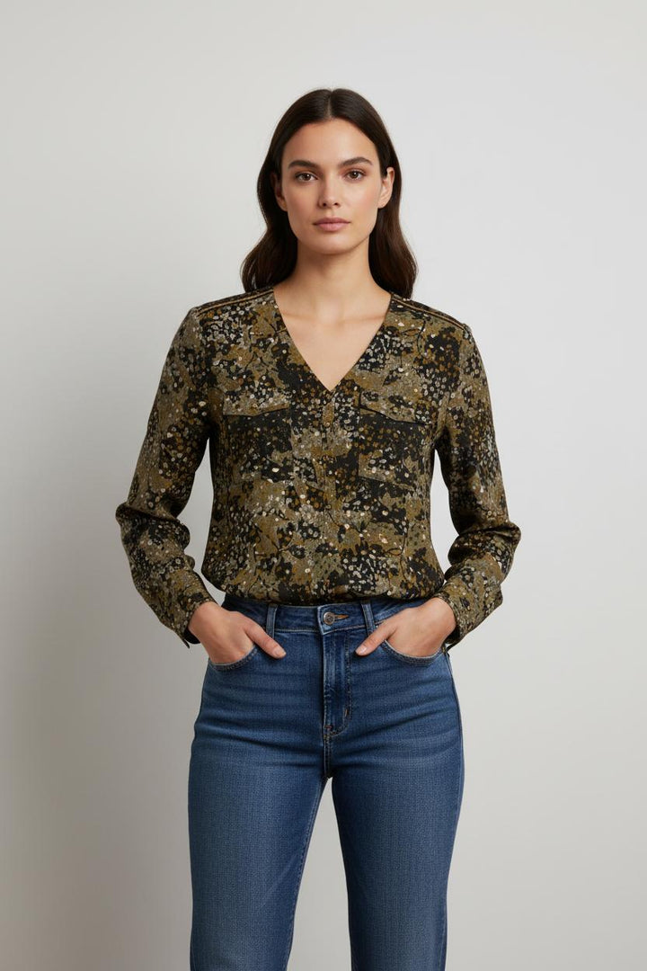Blouse verte à motifs - Taille L/40