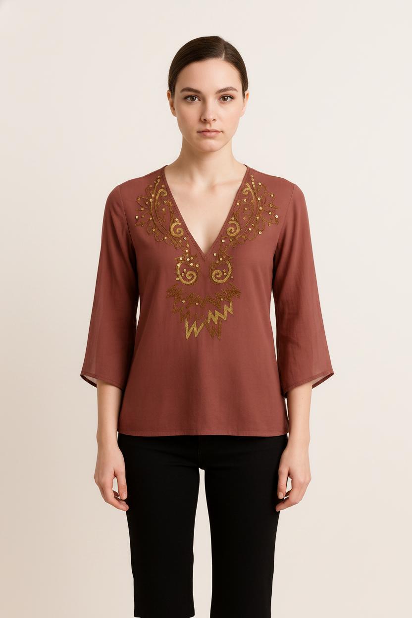 Blouse rose foncé avec détails - Taille XS/34