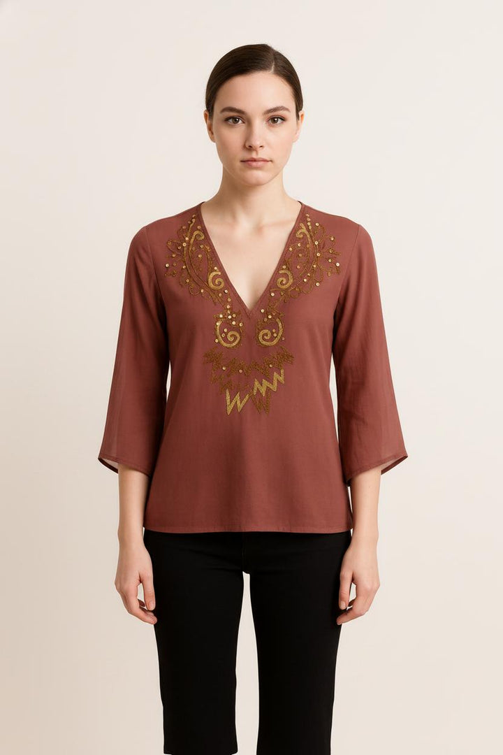 Blouse rose foncé avec détails - Taille XS/34