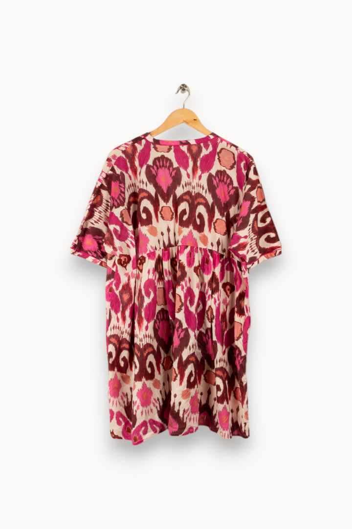 Robe rose à motifs - Taille Unique