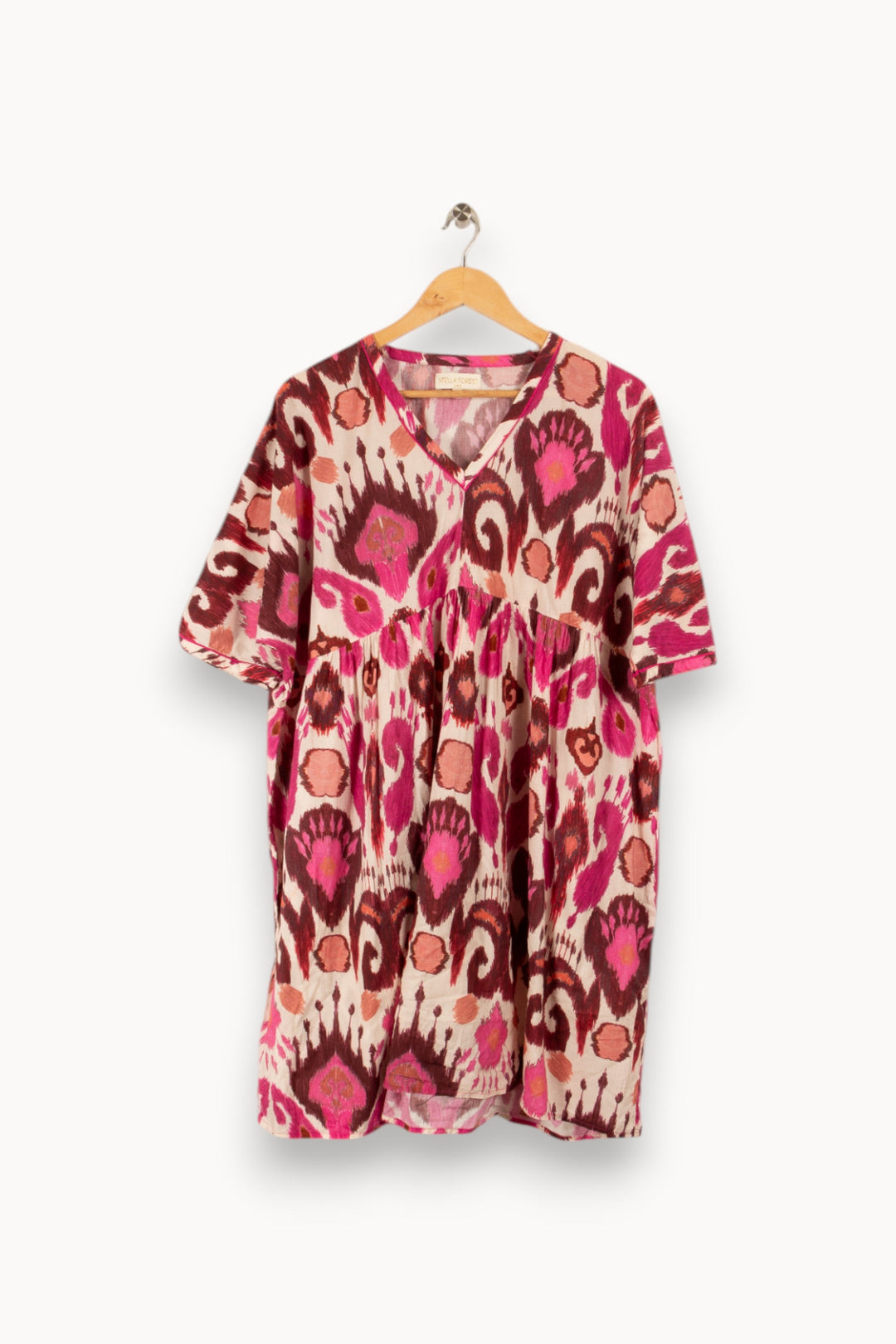 Robe rose à motifs - Taille Unique