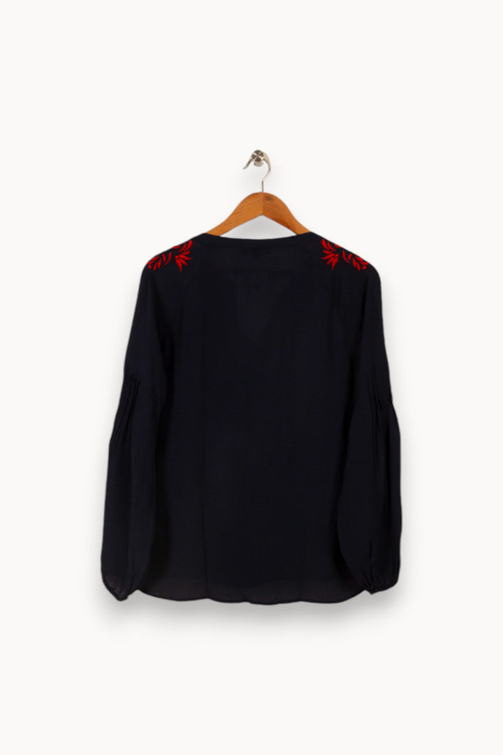 Blouse bleue foncée avec détails rouges - Taille S/36