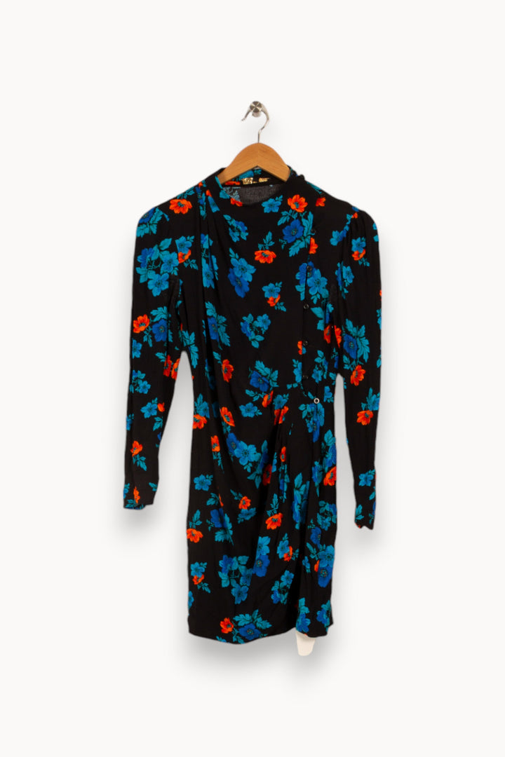 Robe noire à motifs floraux - Taille S/36