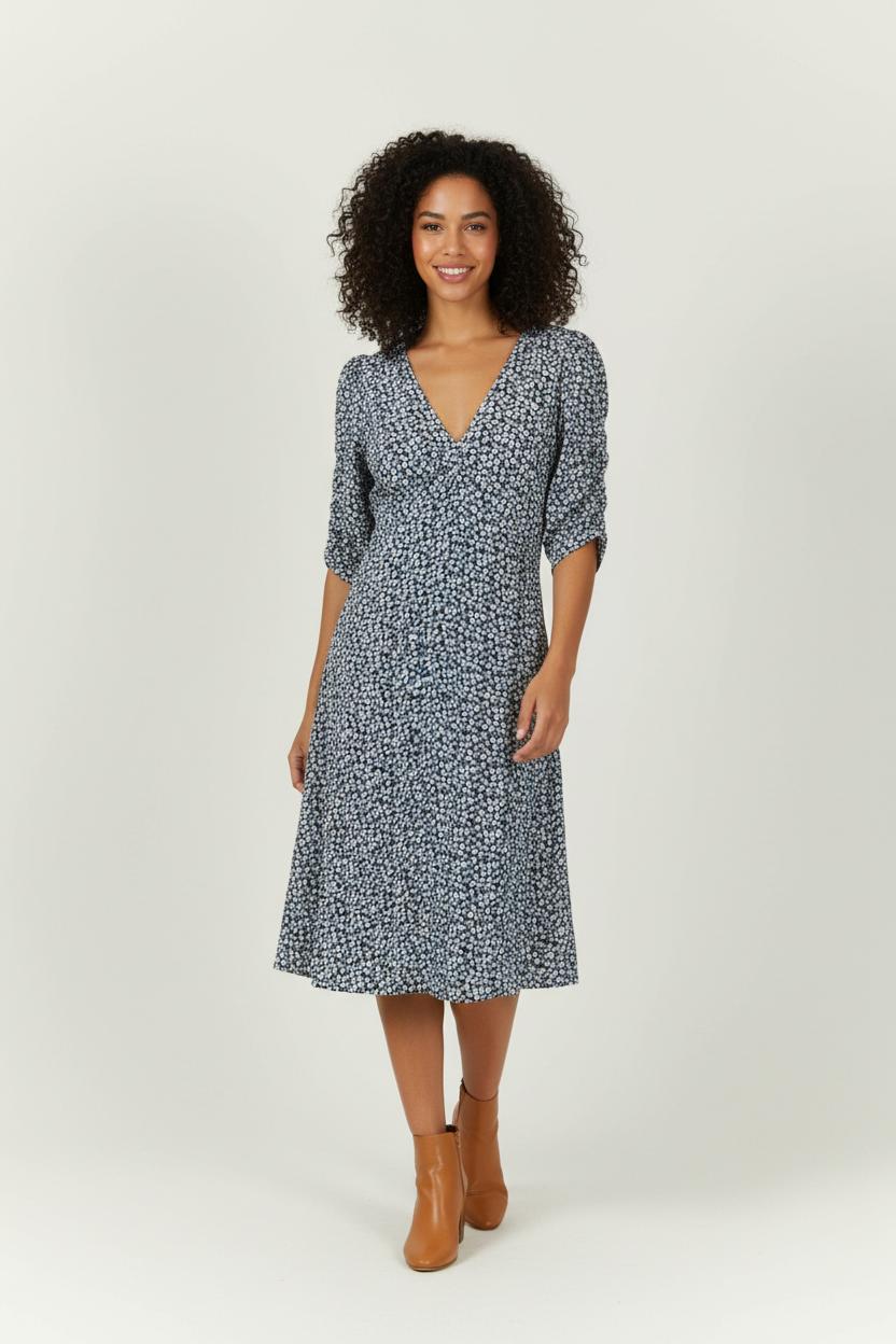 Robe Fleurie Bleue et Blanche - Taille L/40 de la marque Petite Mendigote | PARAD16013 - Vendu par Paradigme - Image 1