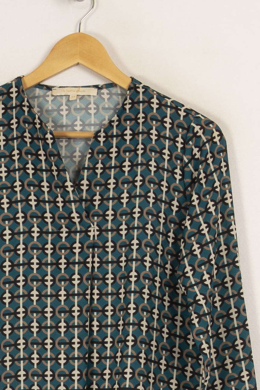 Blouse verte à motifs - Taille XS/34