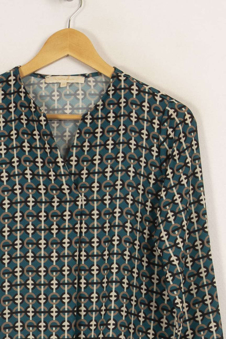 Blouse verte à motifs - Taille XS/34