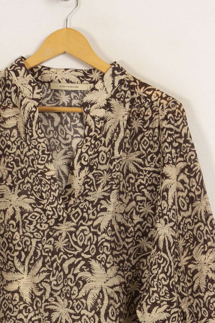 Blouse marron à motifs - Taille XL/42