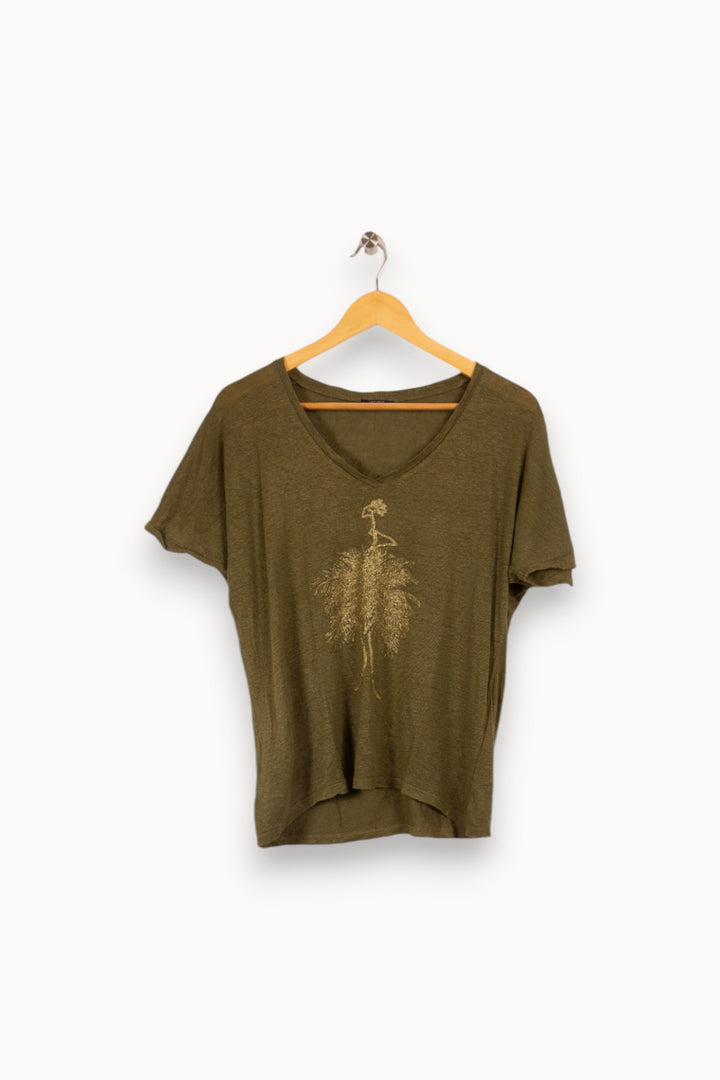 T-shirt vert avec motif doré - Taille M/38