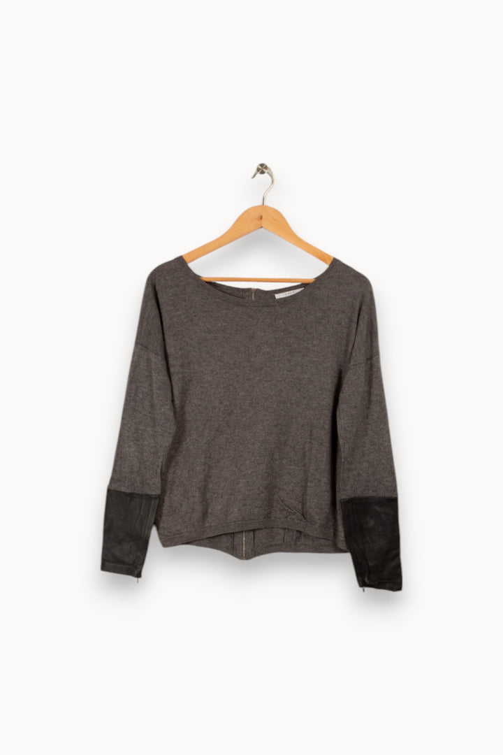 Pull gris bimatière - Taille S/36