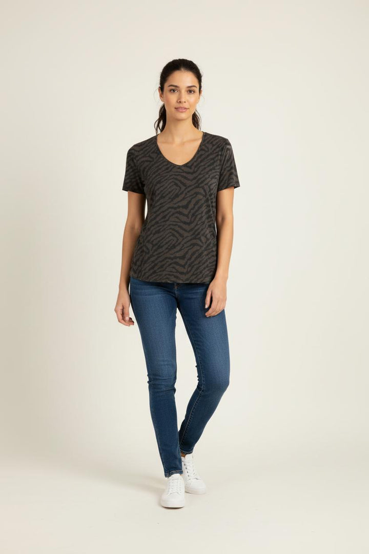 T-shirt gris foncé zébré - Taille XS/34