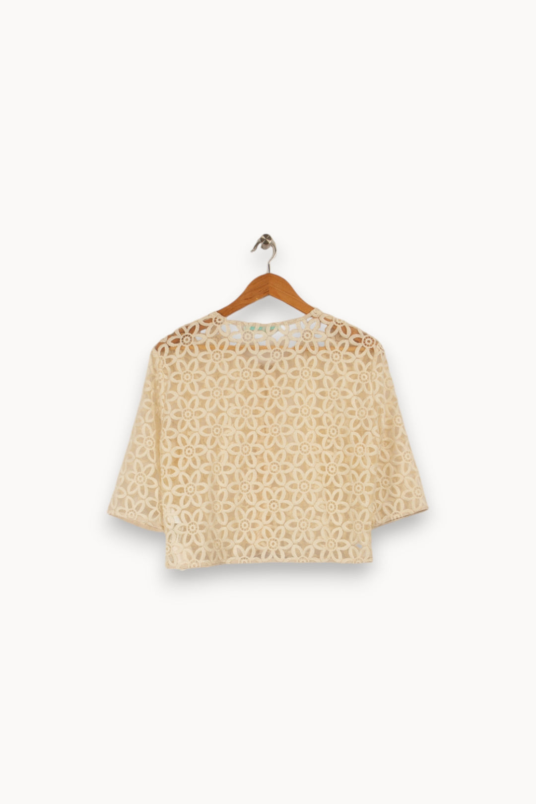 Cardigan beige avec broderies transparentes La Fée Maraboutée - Taille L/40