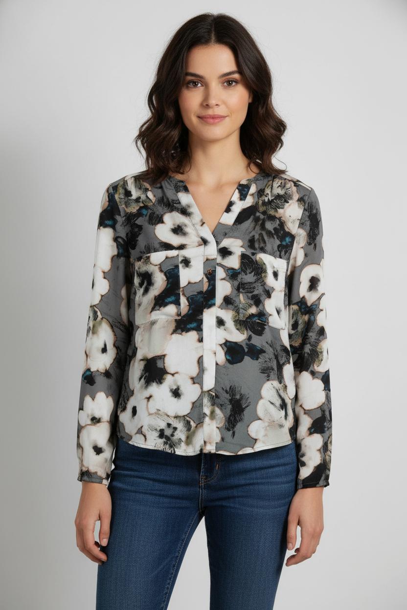 Blouse Grise et Blanche - Taille M/38 de la marque One Step | PARAD16214 - Vendu par Paradigme - Image 1