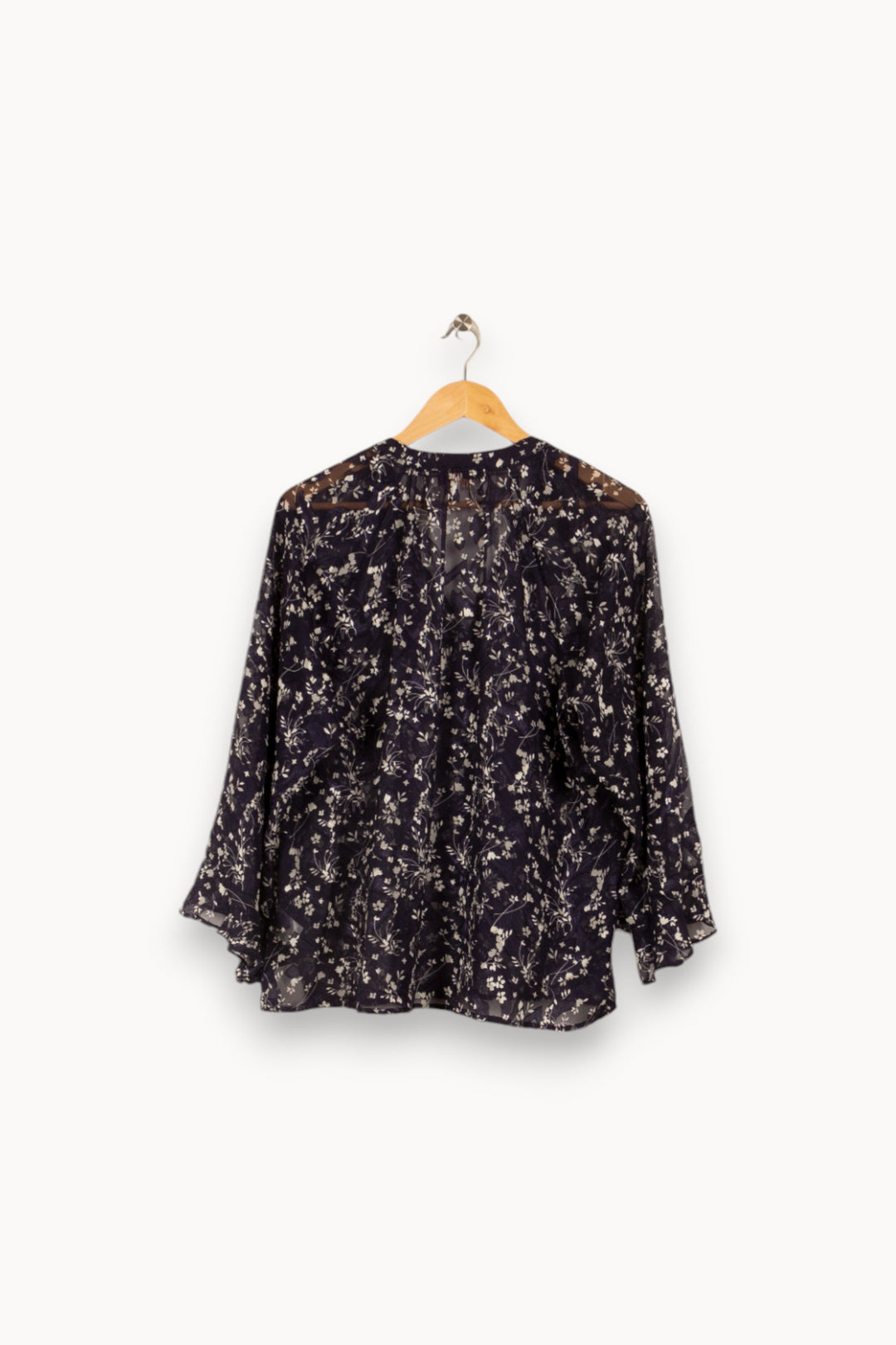 Blouse bleue foncée à motifs semi-transparents - Taille M/38