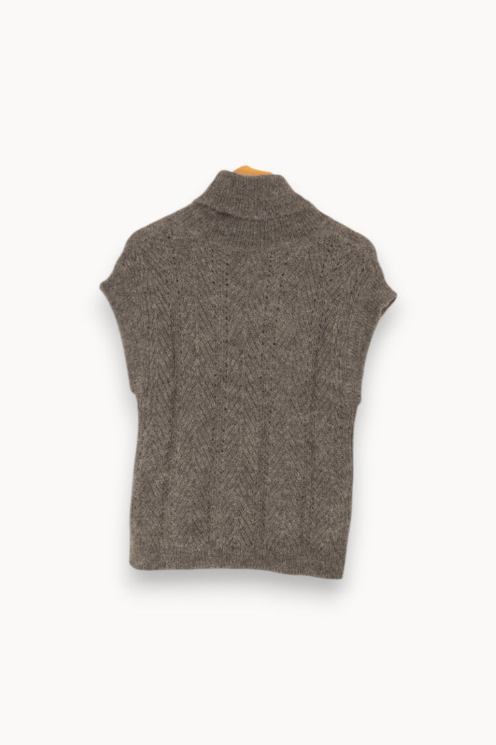 Pull à col roulé sans manches gris - Taille XS/34