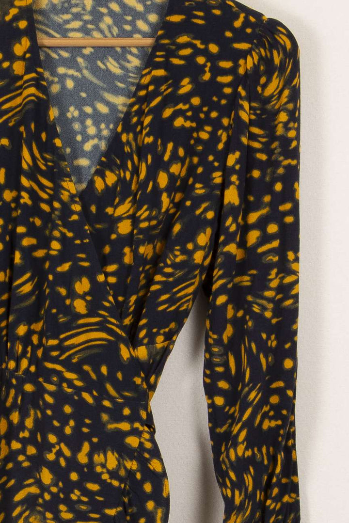 Robe bleue à motifs jaunes - Taille S/36