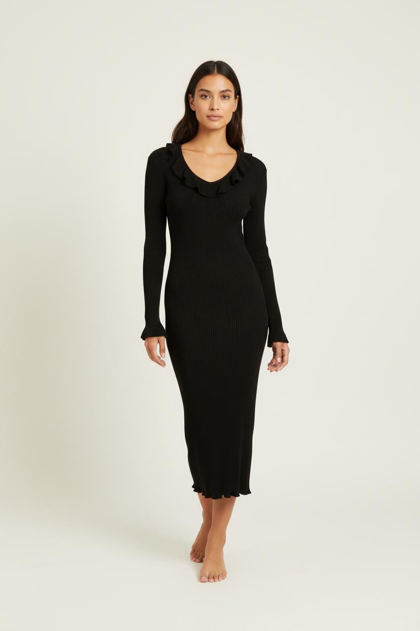 Robe longue en maille noire - Taille M/38