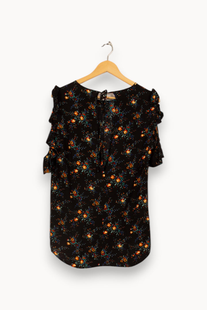 Top noir à motifs multicolores - Taille S/36