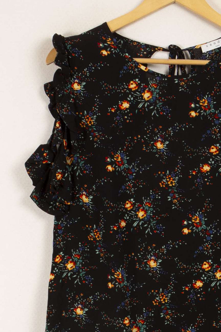 Top noir à motifs multicolores - Taille S/36