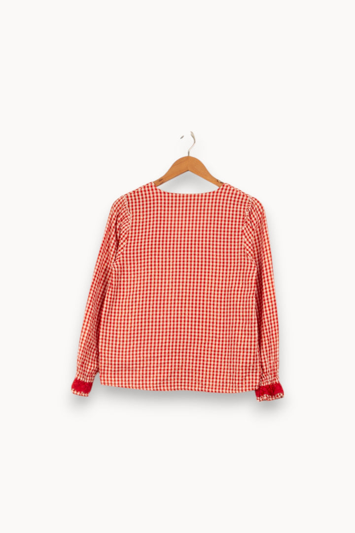 Blouse rouge à carreaux blancs - Taille S/36