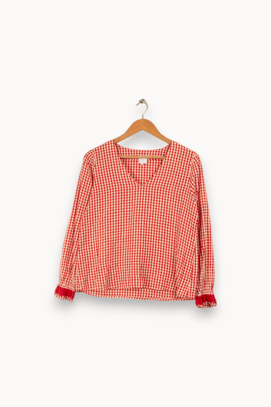 Blouse rouge à carreaux blancs - Taille S/36