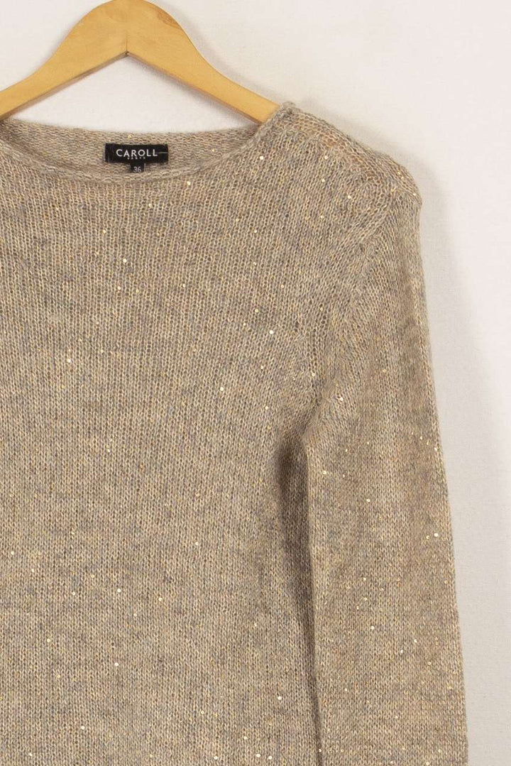 Pull en maille beige brillant - Taille S/36