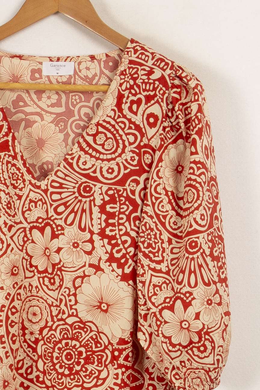 Blouse rouge à motifs - Taille M/38