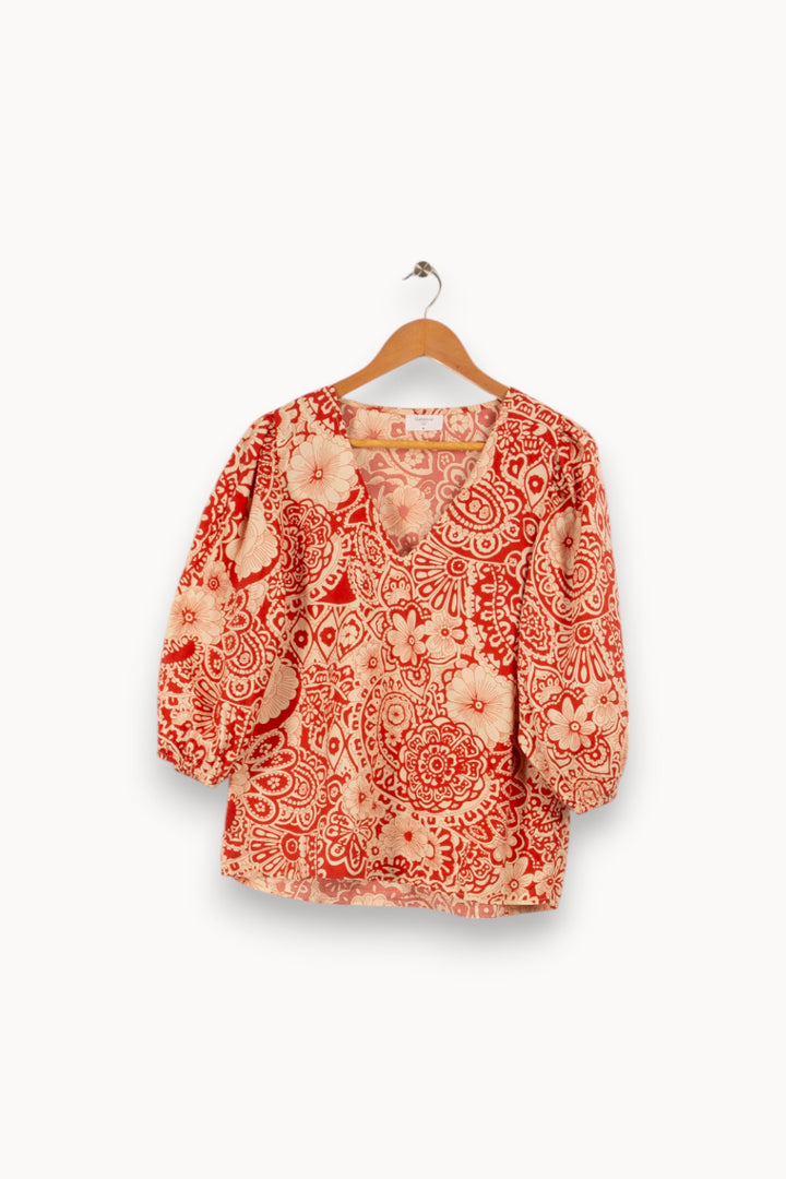 Blouse rouge à motifs - Taille M/38