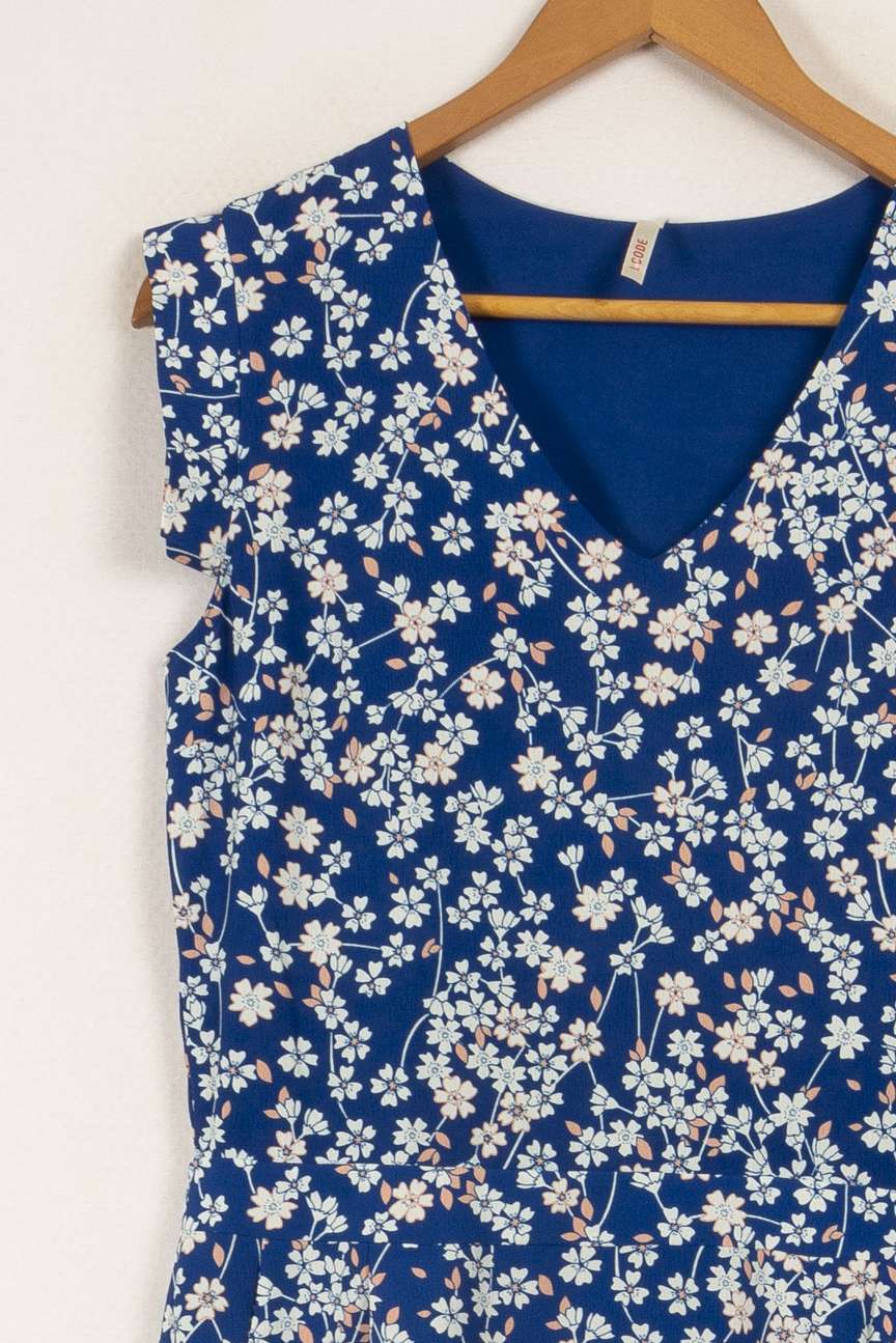 Robe bleue à motifs fleurs - Taille M/38