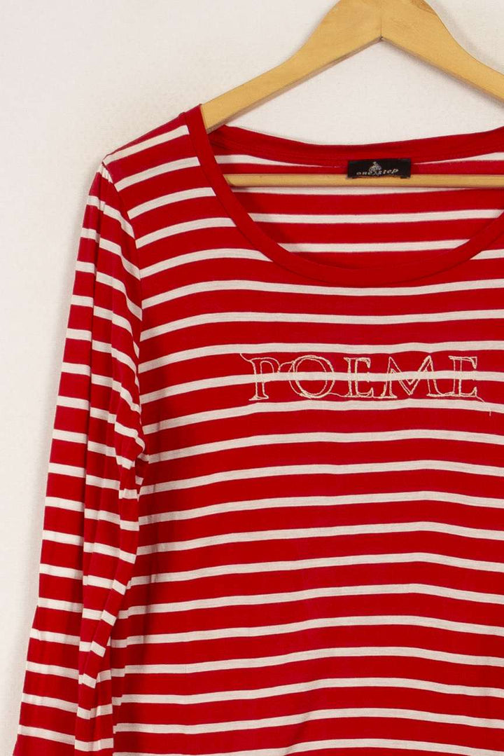 T-shirt rouge et blanc rayé - Taille XXL/44