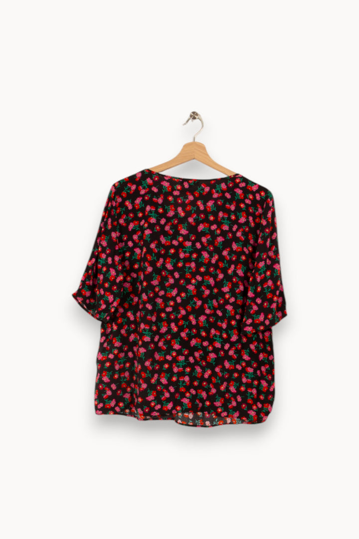 Top noir à fleurs - Taille XXL/44