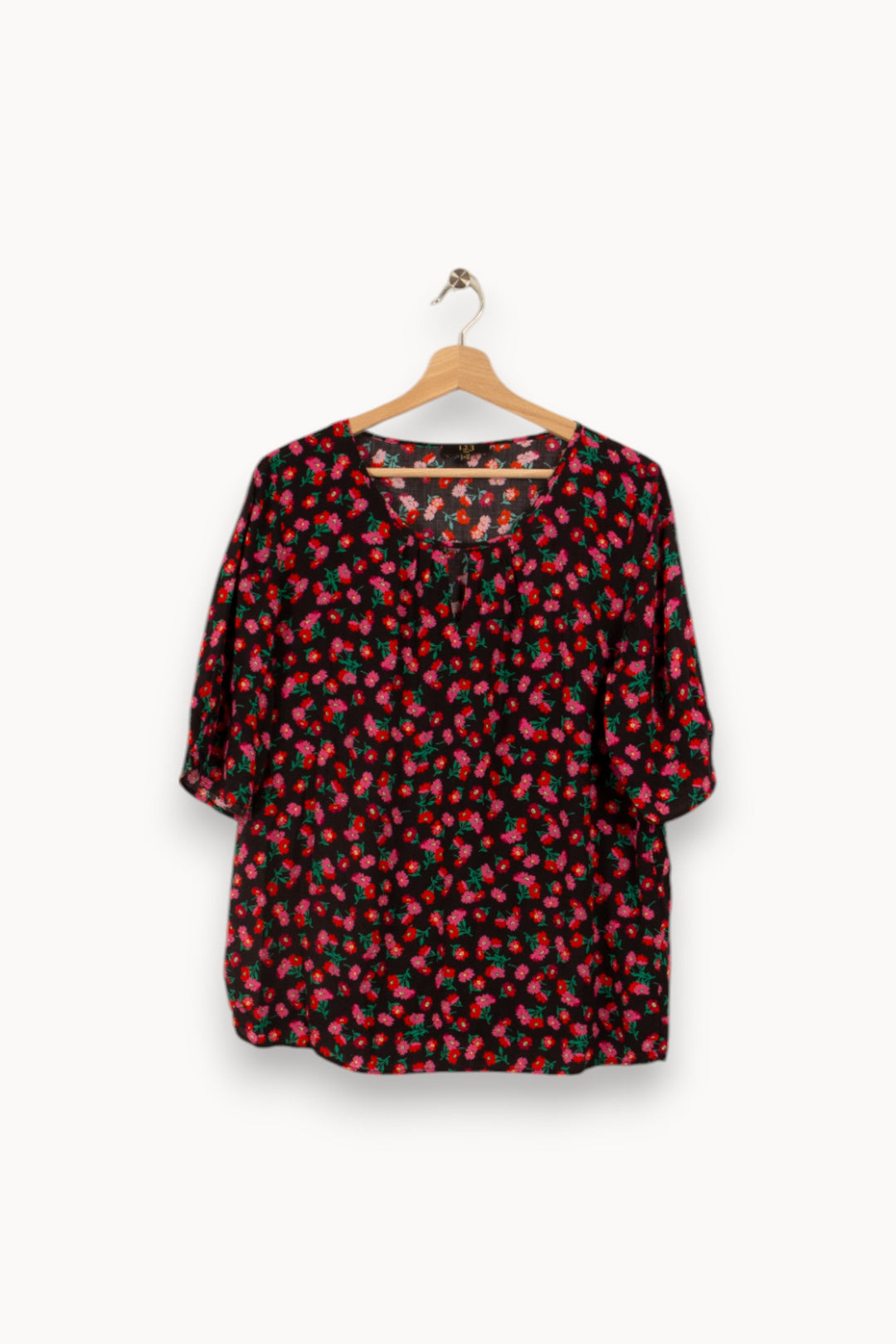 Top noir à fleurs - Taille XXL/44