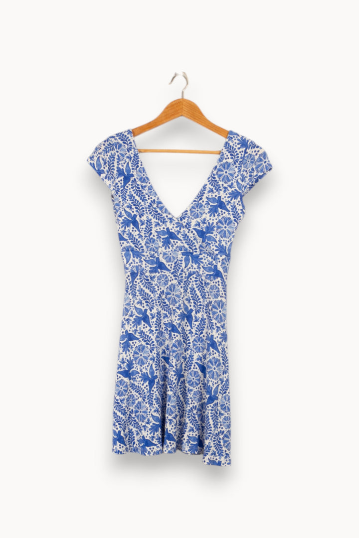 Robe bleue et blanche à motifs - Taille XS/34