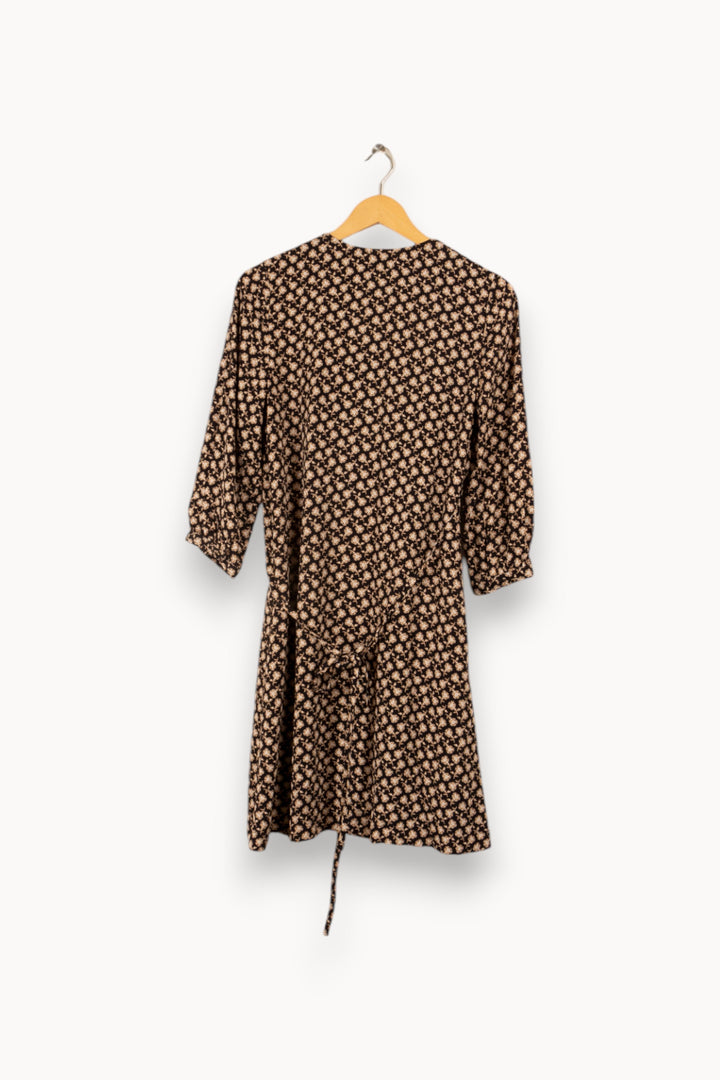 Robe noire et beige à motifs - Taille XS/34