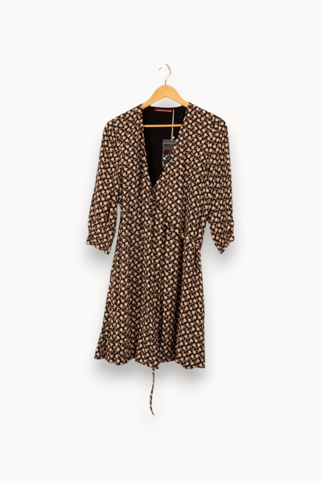 Robe noire et beige à motifs - Taille XS/34