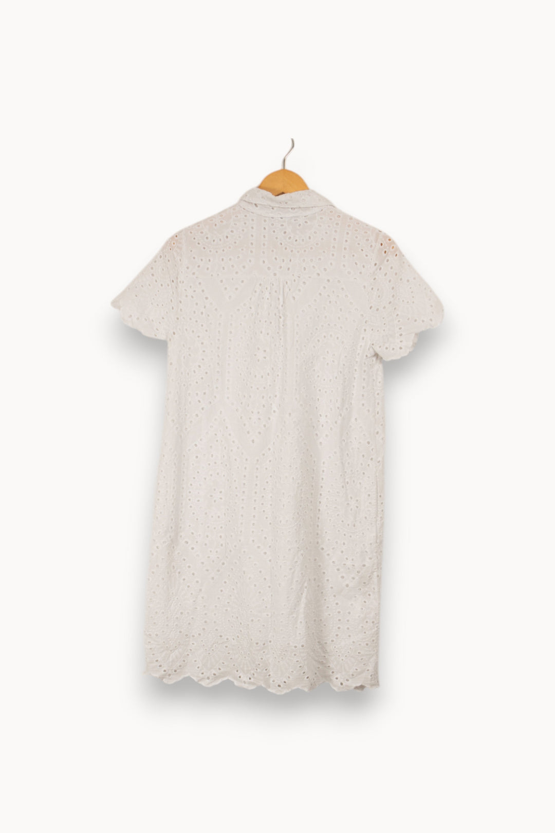 Robe courte blanche en broderie anglaise -  S/36