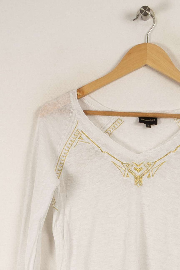 Pull léger blanc et doré - Taille S/36